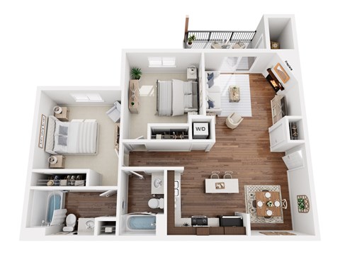 Floor plan for 2 beds, 2 baths, 972 sqft